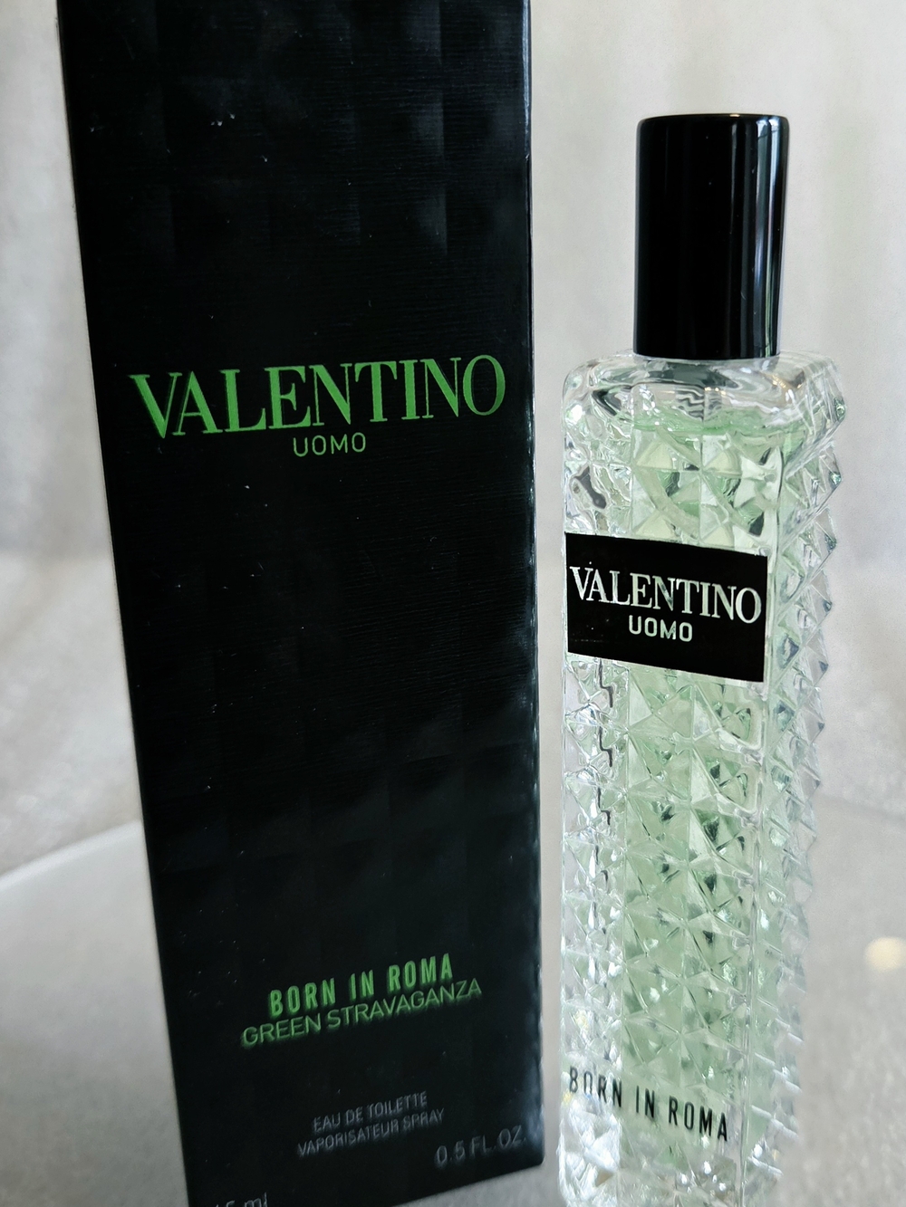 Men's Valentino Black Fragrance Box with White Text 15 ml